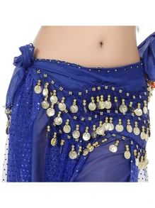 3-Layer Gold Coin Belly Dance Waist Scarf/Chain For Dance Practice - Multicolor - View 9