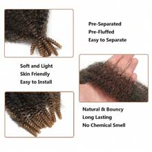 6 件装非洲编织发,弹性非洲卷曲弹簧扭结钩针编织发片 - 漸層棕色 - 查看 4