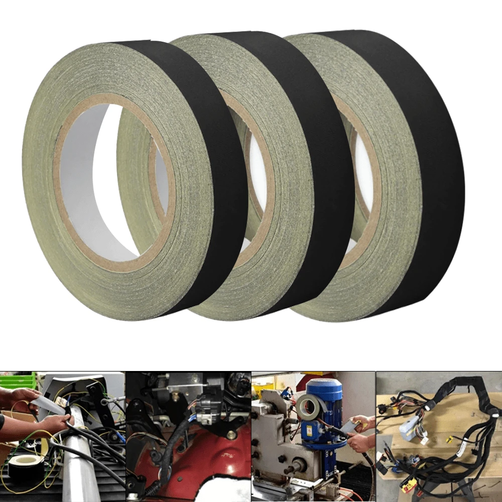 APORNI 醋酸布胶带，耐高温线束电缆固定，抗撕裂，绝缘，防腐，防尘胶带，适用于手机维修 - 黑色 - 查看 1