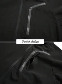 Boyfriend Style Men's Windproof Waterproof Hooded Jacket, Multi-Pocket Activewear, Suitable For Outdoor Sports, Casual, Spring/Autumn/Winter - Black - View 5