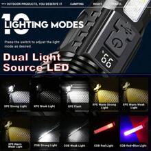 1 件超亮可充电手电筒泛光灯适用于户外露营、钓鱼、狩猎、徒步旅行、探险和夜间骑行