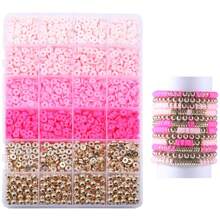 2370 件扁平聚合物粘土黑石珠手链制作套件，适合女孩、成人 - DIY 友谊手链、金珠手链、字母珠、圣诞礼物 - 彩色 - 查看 15