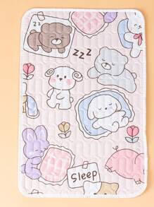 1 pieza Almohadilla acolchada con estampado de animales de dibujos animados lindos Oso/Conejo/Perro/Gato, base antideslizante e impermeable, adecuada para cuna/carriola, todas las estaciones, uso al aire libre - Multicolor - Ver 5