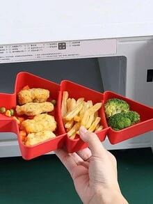 2 件圣诞礼物树设计分区小吃盘、户外食品托盘、创意欧式餐具套装、圣诞礼物、派对和露营牢不可破托盘套装 - 彩色 - 查看 5