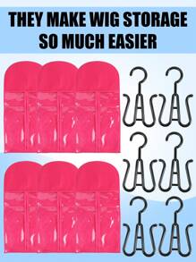 3/6 件套接发架假发收纳袋可容纳多个假发架假发袋带衣架接发收纳袋假发衣架可容纳多个假发接发、假发及配件