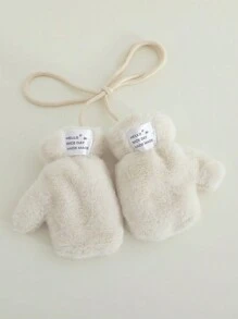 Simple Thick Plush Gloves For Kids, Winter - Multicolor - View 9