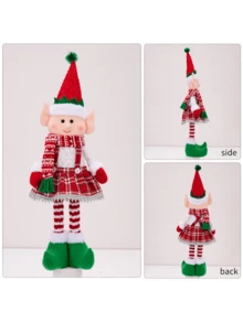1 pieza Decoración telescópica de hada de Acción de Gracias, decoraciones navideñas creativas, decoración de adorno, decoración telescópica de doble cuerno rojo y verde, de pie en la ventana, escenario de escritorio de restaurante, mejor regalo para decoración del hogar de ambiente festivo - Multicolor - Ver 9