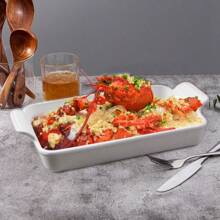 1pc White Ceramic Baking Dish With Handles, Large Lasagna Pan Deep For Oven, Oven Safe And Durable Bakeware For Lasagna, Wedding Gift