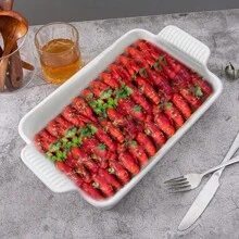 1pc White Ceramic Baking Dish With Handles, Large Lasagna Pan Deep For Oven, Oven Safe And Durable Bakeware For Lasagna, Wedding Gift