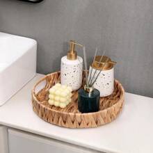 3pcs/2pcs/1pc Water Hyacinth Woven Storage Baskets, Rattan Trays For Snacks, Fruits, Living Room Tea, Cakes, Bread, Home Organization And Storage, Kitchen Accessories, Living Room Decor, Farmhouse Decor