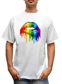 Shirt LGBT Freedom T-Shirt LGBT Neon Mouth Print - 白色 - 查看 1
