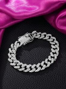 4pcs/Set Tennis Miami  Link Chain Bracelet Set, Suitable For Men And Women, Rhinestone Chain Bracelet, Boho Chic Jewelry For Party