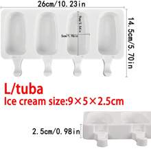 1 件可重复使用的硅胶冰淇淋模具套装，4 个腔冰棒制作器，易于释放的 DIY 冰棒模具，用于自制冰棒 - 无需电池 - 白色 - 查看 11