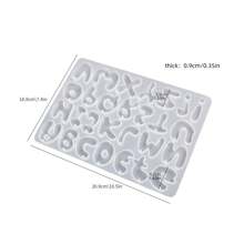 1pc DIY Epoxy Resin Mirror Surface 26 Letters & Numbers Asymmetrical Hole Keychain Pendant Silicone Mold - Transparent White - View 14