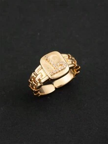 1pc Women's Minimalist Arabic Initial Open Ring (Only Arabic Letters) - Gold - View 17