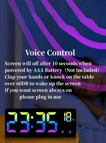1 pieza Reloj despertador digital con control de voz, temperatura, doble alarma, modo nocturno y repetición - 5 niveles de brillo - 12/24h - función anti-perturbación - sin batería incluida, decoración del hogar, regalos de decoración de habitación, reloj digital para cumpleaños, graduación, decoración de dormitorio, decoración de dormitorio, de vuelta a la escuela, decoración escolar, sorpresa escolar, útiles escolares