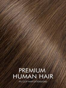 6 Pcs Seamless Clip In Hair Extensions Human Hair Color 4 Chocolate Brown 14-22 Inch Straight Remy Human Hair Invisible Pu Weft Clip In Hair Extensions - S4 - View 6