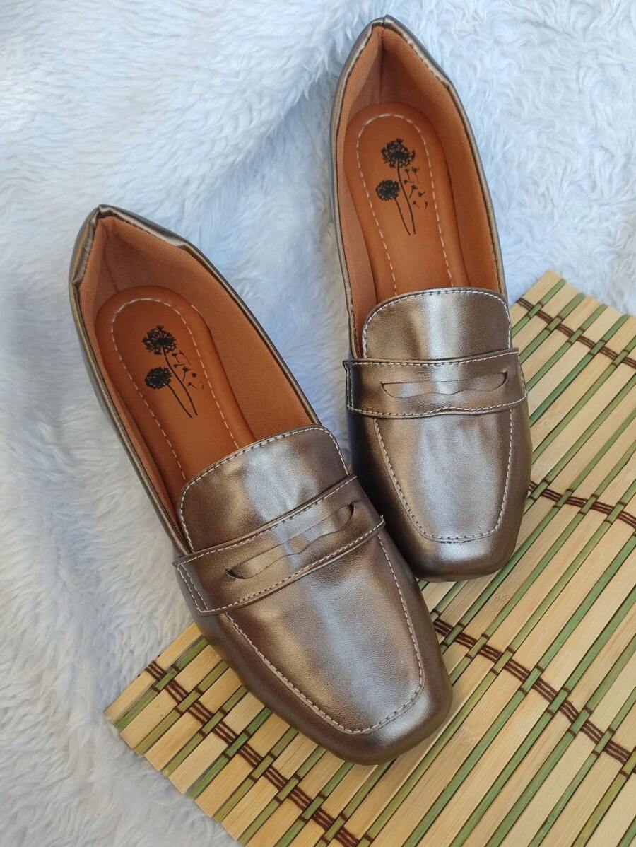 Sapatilha Mocassim Metalizado Cinza Confort Mulher Menina Feminino Calçado Moda