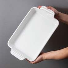 1pc White Ceramic Baking Dish With Handles, Large Lasagna Pan Deep For Oven, Oven Safe And Durable Bakeware For Lasagna, Wedding Gift