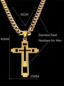 2025 Hiphop-Kette aus Edelstahl Halskette, gold/silber/schwarz, langer Anhänger, Halskette für Frauen/Männer Paare, Geschenk für Feiertage, religiöse Accessoires - Stern - Übersicht 6