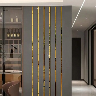 Ein Set aus 6 acrylischen Langstreifen mit schwarzen, goldenen und silbrigen Dekorationen, einfache dekorative Linien, in mehreren Farben erhältlich, kreative Wandaufkleber. Sie verblassen nicht, sind leicht zu pflegen, erschließen mehr Szenen und brechen Raumlimiten. Die Rückseite ist selbstklebend und die Vorderseite hat eine Schutzfolie für besseren Schutz, was die Produktqualität garantiert, Aufkleber, Wandtattoo, Vinyl-Aufkleber für Heimdekoration, Frühlingsdekoration Artikel erfrischen Ihr Zuhause, Rahmen Dekorationsaufkleber Geschenke Geburtstag Abschluss