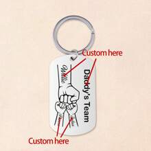 定制爸爸钥匙圈、爸爸照片钥匙扣、爸爸拳头与孩子名字钥匙扣、父亲节礼物、爸爸个性化家庭礼物 - 銀色-單面定制 - 查看 4