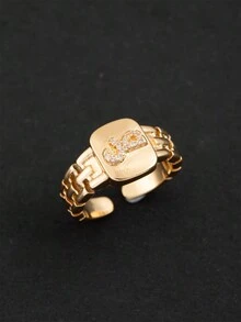 1pc Women's Minimalist Arabic Initial Open Ring (Only Arabic Letters) - Gold - View 18