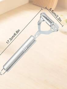 1pc Multifunction Stainless Steel Vegetable Grater Peeler Cutter Shredder Potato Carrot Fruit Slicer Portable Kitchen Accessories Outdoor Home Kitchen - Silver - View 3