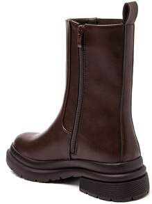 Camel Rhinestone Chelsea Boots – Chic Chunky Flat Boots - Brown - View 3