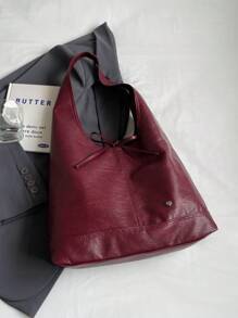 2024 New Korean Version Underarm Bag For Women, Large Capacity Tote Bag For Students And Commuters, Autumn Winter, Fashionable Burgundy Bag