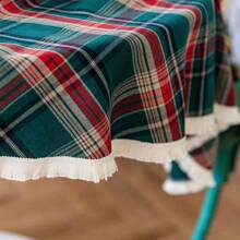 Vintage Striped & Plaid Tablecloth For Christmas Party Table Decoration - Multicolor - View 3