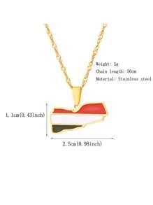 1 pièce Collier pendentif en acier de titane minimaliste à la mode, personnalisé avec carte et drapeau, convient pour un port quotidien, excellent cadeau pour les amis et la famille
