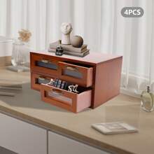 Wooden Storage Box,Wooden Multi Drawer Storage Organizer,Wedding Keepsake Box,Desktop Drawer Organizer,Small Vintage Style Storage Organizer,Office,Desktop Countertop,For Bedroom,Living Room - Rỉ Nâu - Xem 2