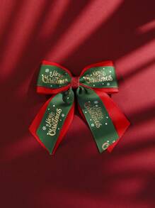 1 件装圣诞老人和鹿印花双蝴蝶结发夹，适合女孩、儿童圣诞派对礼物 - 彩色 - 查看 11
