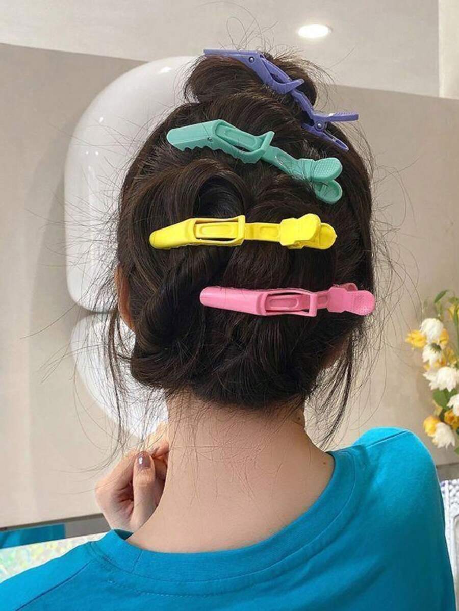 Lot de 5 pièces Pince à cheveux en forme d'alligator, pince à cheveux