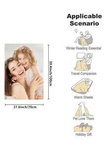 1 chiếc chăn in ảnh theo yêu cầu, chăn in ảnh gia đình/thú cưng/đám cưới/cặp đôi được cá nhân hóa, quà tặng năm mới/giáng sinh/halloween/ngày của mẹ/ngày của cha - Nhiều màu - Xem 3