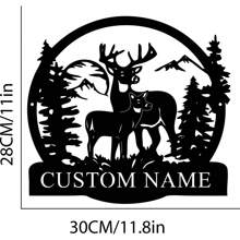 1 件个性化鹿金属小屋标牌户外狩猎鹿猎人礼物定制姓氏标牌姓氏鹿字母小屋装饰 - 黑色 - 查看 4