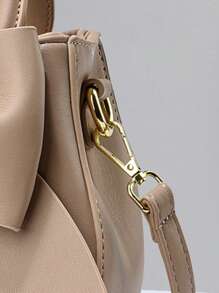 纯色女士手提包，优雅蝴蝶结细节，经典单肩包，适合学生、教师、办公室女士，可调节肩带 - 非常时尚，情人节女士蝴蝶结钱包，有史以来最好的母亲节礼物