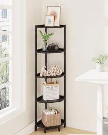 Corner Shelf Stand, Shelves,Corner Bookshelf, Storage Standing Shelf Unit With Metal Frame, Plant Stand, Corner Bookcase For Living Room, Home Office, Bedroom, Home Decor, Room Decor,  5-Tier Black - Black - View 1