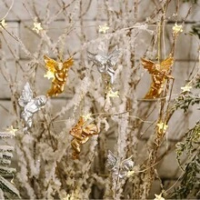 6pcs Transparent Mini Angel Ornament Pendant, Home Decor Creative Christmas Holiday Supplies, Christmas Tree Hanging Decoration, Christmas Decorations, Creative Pendant Christmas Tree Ornaments, Christmas Window Display Hanging Pendant, Christmas Holiday Supplies, Suitable For Festival Party, Christmas Party, Scene Decoration, Holiday Decoration, Home Decoration, Christmas Holiday, Merry Christmas, Christmas Gift, Christmas Decorations - Gold - View 7