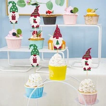 12 件圣诞快乐纸杯蛋糕装饰矮人圣诞主题纸杯蛋糕装饰圣诞装饰派对装饰 - 彩色 - 查看 4