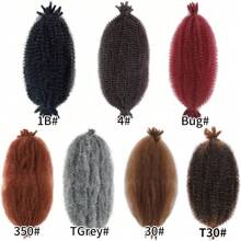 6 Packs African Braiding Hair, Kinky Curl Braiding Hair Pre-Looped Elastic Spring Twist Hair Extensions - Burgundy - View 9