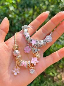 1 件粉色蝴蝶结心形手链，星形 DIY 手链，芭蕾可调节手链，粉色手链 - 櫻花diy手鍊 - 查看 5