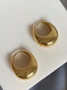 1 pereche de cercei cu cerc din metal, geometrici, minimalisti, în formă ovală, la modă și versatili