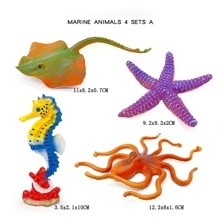 10 种款式可选，大型逼真海洋动物模型，手绘实心 PVC 材料，包括龙虾、螃蟹、海马、海星、鳐鱼、章鱼、锯鳐、黄貂鱼、锤头鲨、马蹄蟹、蛋糕装饰品、收藏模型、栩栩如生的动物玩具、儿童学习玩具、圣诞节/生日派对礼物、鲨鱼派对装饰品、塑料鲨鱼、海洋玩具 - 彩色 - 查看 8
