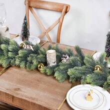 1pc/3pcs 6.23ft/75inch Home Decor Artificial Christmas Pine Tree Garland, Christmas Room Decoration Artificial Pine Cone Vines, Ation UV Protection Hanging Artificial Pine Tree Garland Vines, Christmas Home Decor, Winter Green Garland Holiday Season Mantel Table Runner Centerpiece Christmas Decorations