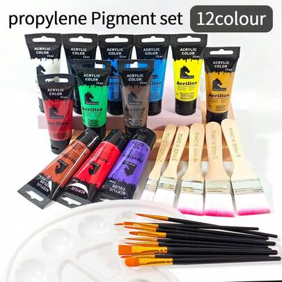 opeth Set de 28 piezas de Pintura Acrílica, 12 colores de 35ml de pintura acrílica con 10 pinceles, 5 espátulas, 1 paleta, adecuado para varias ocasiones de pintura, de vuelta a la escuela, útiles escolares