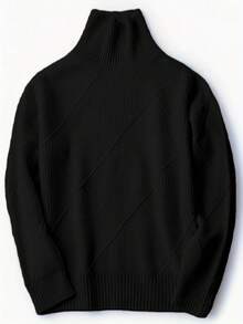 大码女式纯色高领长袖套头毛衣，秋冬款