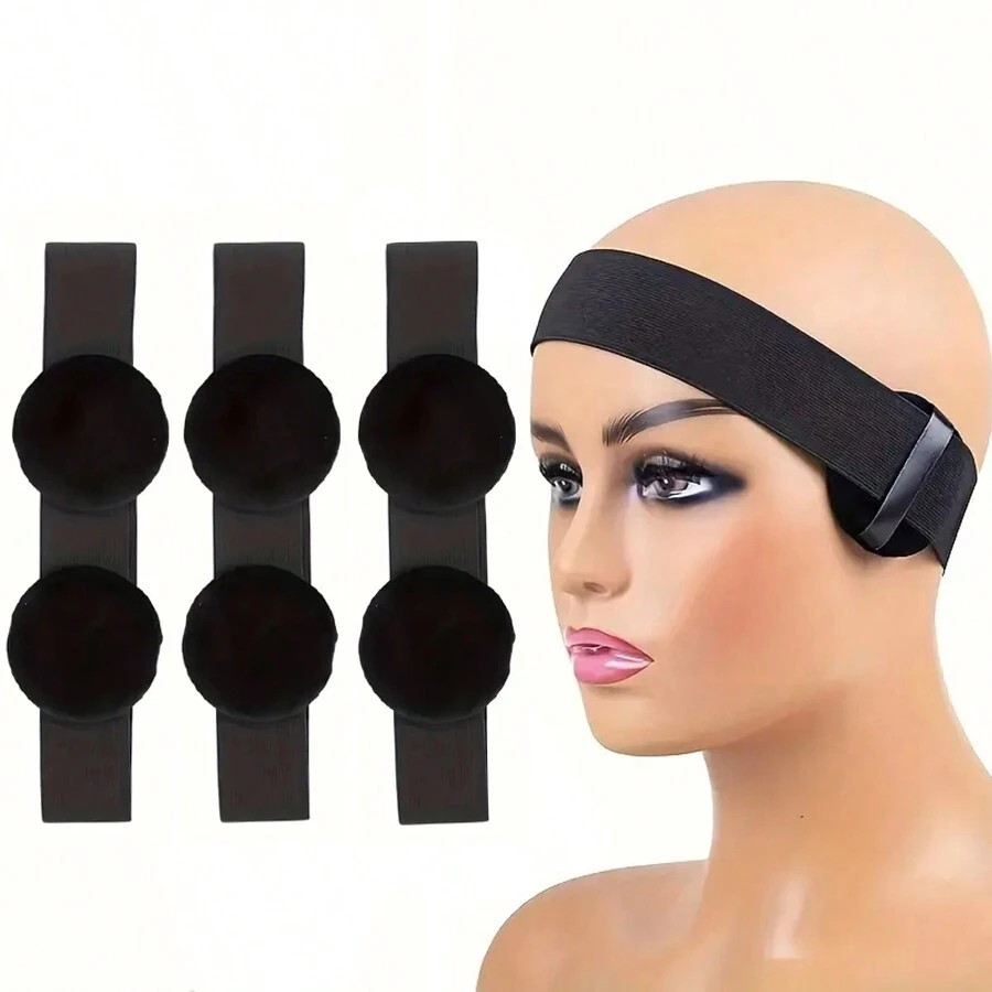 3pcEdge Melt Band With Ear Protector For Lace Wigs Elastic BandWith Logo Personalized For Laying Lace Edge Hair Band - Black - View 1