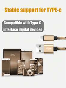 60W High Power, 1 Meter, USB To TYPE-C Interface Data Cable, Tiger Weave Material, Compatible With TYPE-C Interface Devices. 2-In-1 High-Power Charging And Data Transmission. - Tiger Stripes - View 7